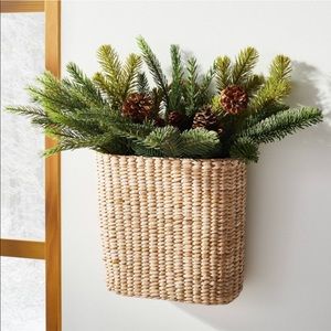 NWT Studio McGee Pine & Cones Rattan hanging Basket